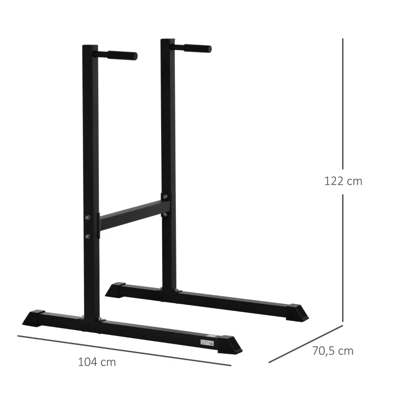 HOMCOM Estación de Musculación tipo Barras Dip Soporte para Entrenar Pecho Abdominales y Espalda con Peso Máximo de 120 kg 104x70,5x122 cm Negro