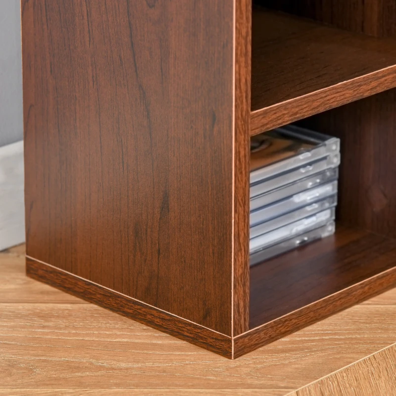 HOMCOM Rangements pour CD et DVD, étagère colonne de rangement, meuble de rangement avec 12 compartiments, capacité max. 204 CD, 21 x 20 x 175 cm, marron