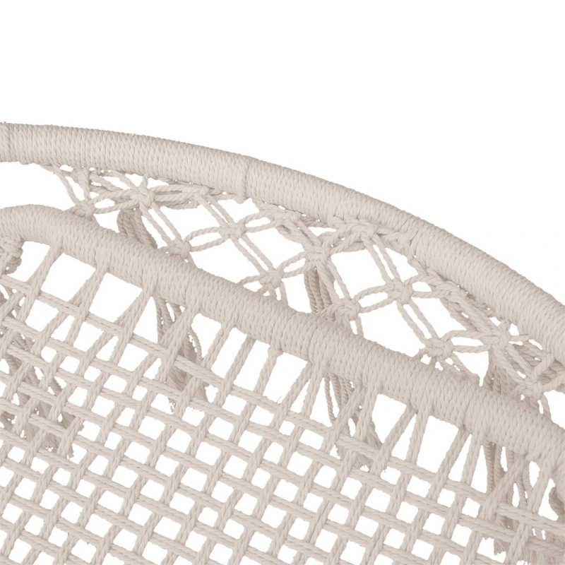 Outsunny Amaca Sedia Sospesa ad Altalena in Legno e Corda di Cotone, Beige, 80x140 cm