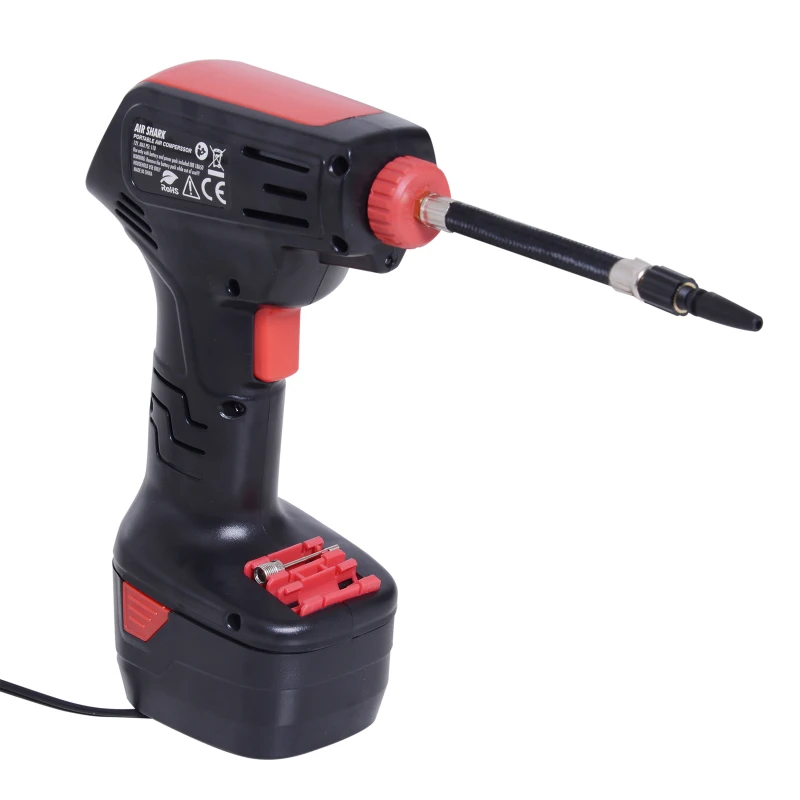 Homcom Compresseur d'Air Électrique sans Fil 12 V Noir 24 x 16 x 8 cm
