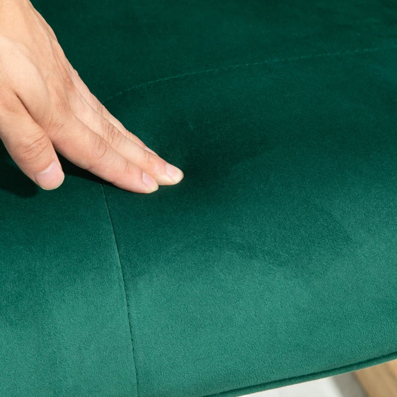 HOMCOM Schaukelsessel mit Hocker, gepolstert, hohe Rückenlehne, Samtoptik, bis 150 kg, Grün