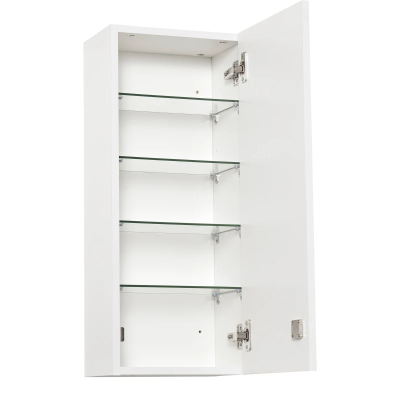 kleankin Armoire à pharmacie murale avec serrure, 5 étagères et tablettes réglables, bois et verre, blanc, 30x20x70cm