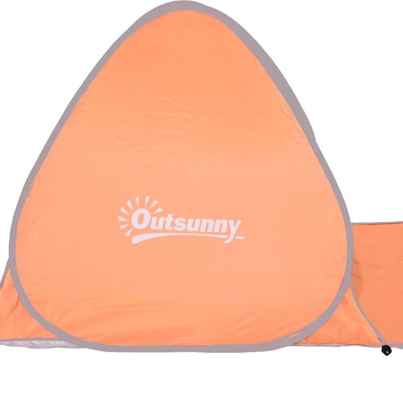 Outsunny Abri de plage tente de plage pliable pop-up automatique instantané protection UV fenêtre arrière grand tapis de sol orange
