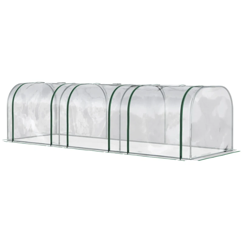 Outsunny PVC Tunnel Greenhouse Green Grow House Steel Frame for Garden Backyard with Zipper Doors 295x100x80 cm, Clear