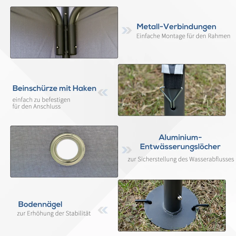Outsunny Pavillon Partyzelt mit Doppeldach 3,45x3,45x2,68m Festzelt Gartenlaube Metall Polyester Grau