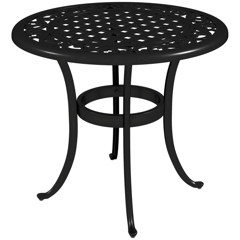 Outsunny Outdoor Garden Table, Cast Aluminium Patio End Table with Anti-slip Foot Pads for Garden, Patio, Balcony, 60 x 52.5cm, Black