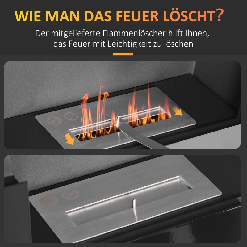 HOMCOM Ethanolkamin Wandkamin 90 x 18 x 60 cm Schwarz