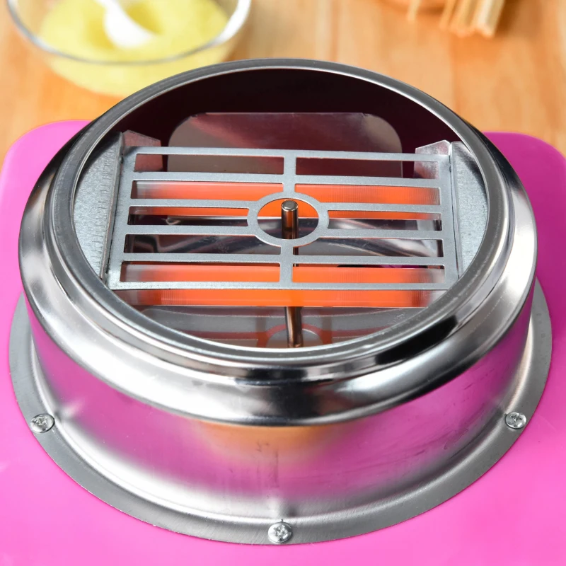 HOMCOM Máquina de Algodón de Estilo Retro con Medidor y 10 Palos de Bambú Acero Inoxidable y Aluminio 30x30x28 cm Rosa