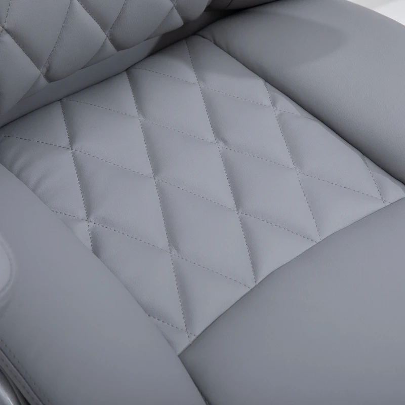 Vinsetto Bürostuhl Ergonomischer Drehstuhl Computerstuhl mit Wippfunktion höhenverstellbar mit Kopfstütze und gepolsterte Armlehnen Kunstleder Grau 70 x 71 x 113–121 cm