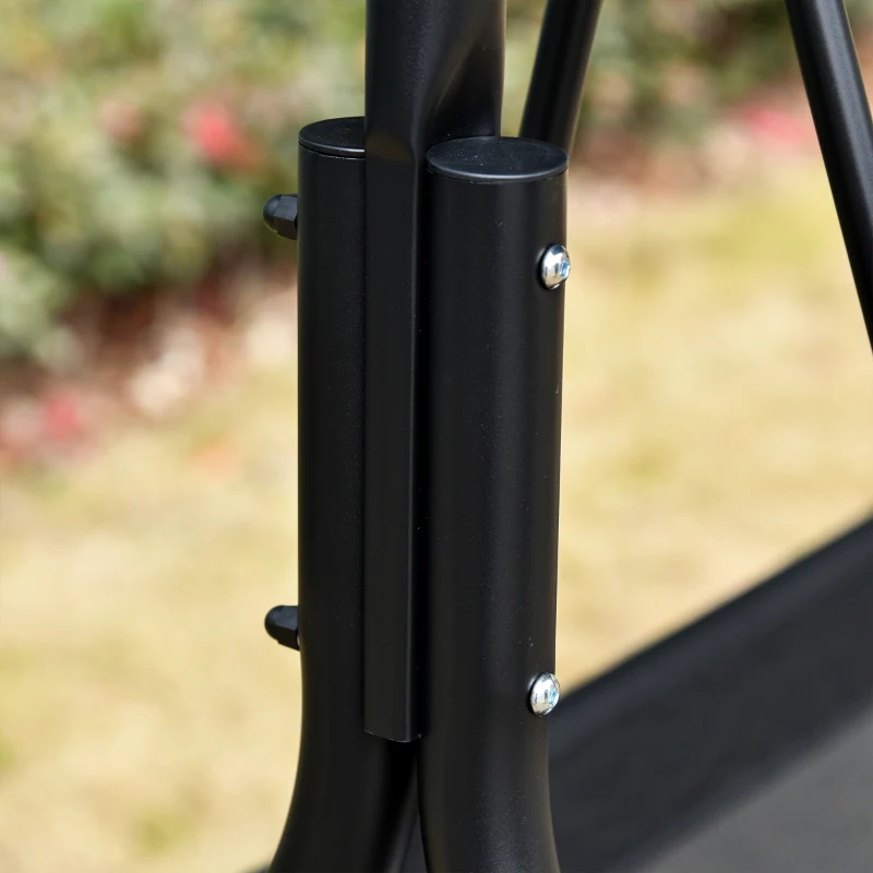 Outsunny 2-Sitzer Hollywoodschaukel Outdoor Gartenliege UV-beständig Hochwertiges Metallrohr winkeleinstellbar Schwarz