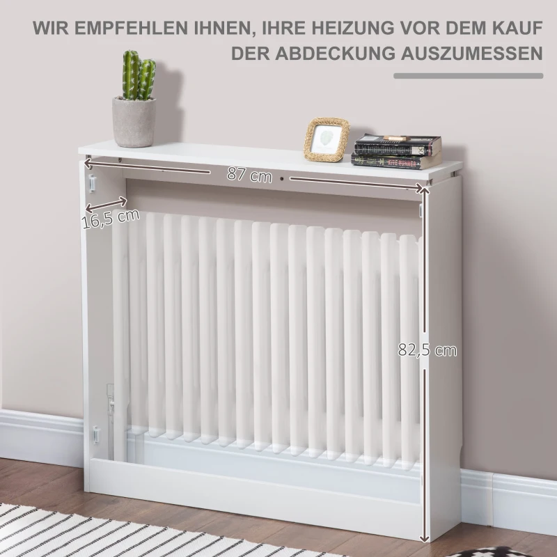HOMCOM HOMCOM Heizkörperverkleidung Heizungsabdeckung Heizkörper Radiator Abdeckung 90 x 18 x 84 cm Heizkörper Abdeckung für Schlafzimmer Wohnzimmer Weiß