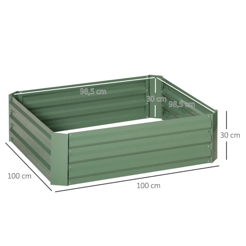Outsunny Lot de 2 carré potager de jardin dim. 100L x 100l x 30H cm - tôle d'acier ondulée vert