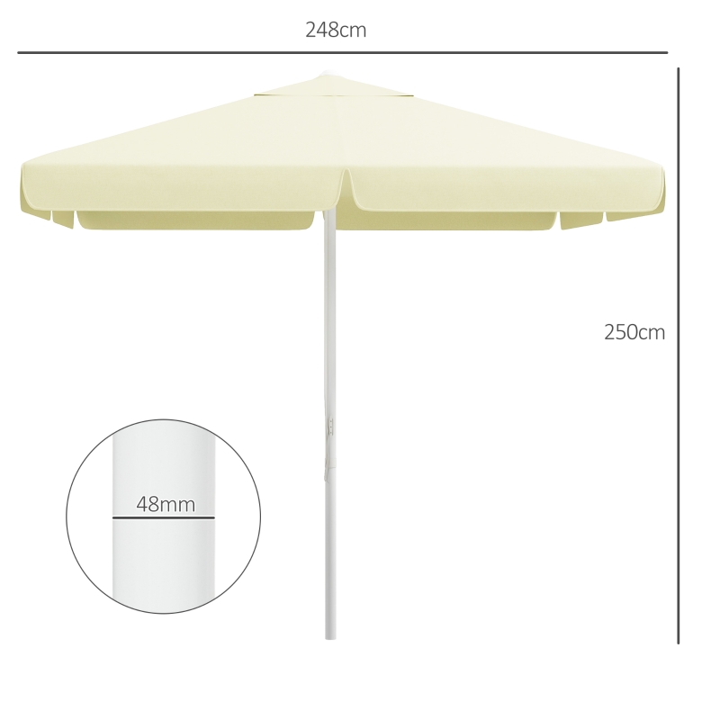 Outsunny Gartenschirm, Sonnenschirm, Seilzug, höhenverstellbar, Aluminiumgestell, 2,5 x 2,5 x 2,5m, Beige/Weiß