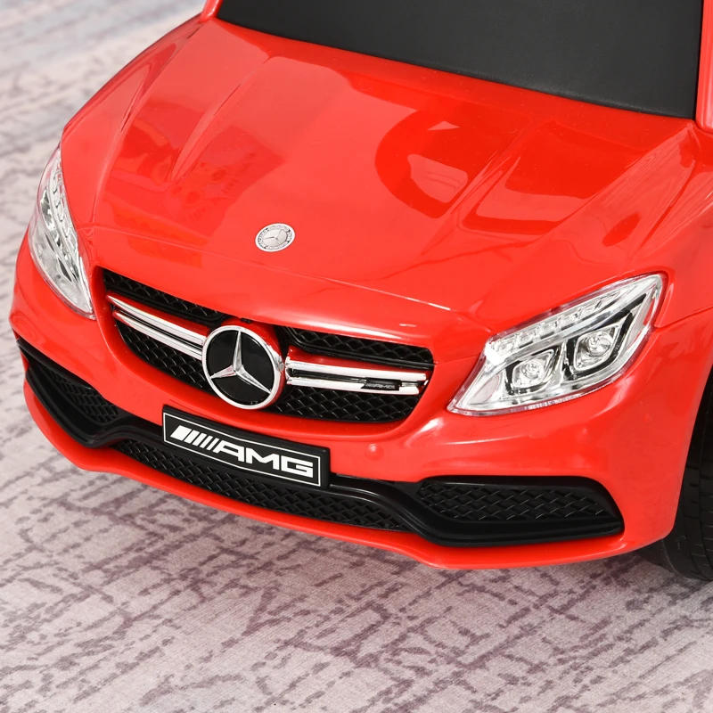HOMCOM MERCEDES-AMG C63 Correpasillos con Asa de Empuje para Bebé con Barandilla de Seguridad Música Bocina 84x40x83 cm Rojo