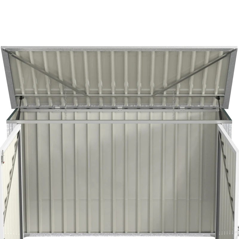 Outsunny Mülltonnenbox Müllbox Storer abschließbar Gerätebox für 2 Mülltonnen Stahl 178,5 x 104,5 x 128,5/113 cm Grün