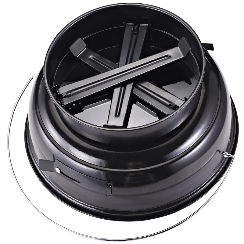 Outsunny Kugelgrill Holzkohlegril Windschutz Dreibeinfuß Camping Picknick tragbar Metall Schwarz+Rot Ø36,5 x 54 cm