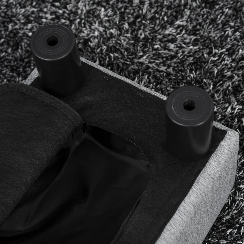 HOMCOM Lot de 2 poufs repose-pied tabouret bas en tissu de lin capacité de charge 150 Kg 40 x 30 x 24 cm gris