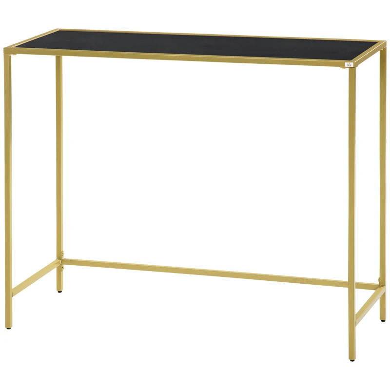 HOMCOM Modern Console Table, Tempered Glass Top Sofa Table with Steel Frame Adjustable Feet for Living Room, Hallway, Black