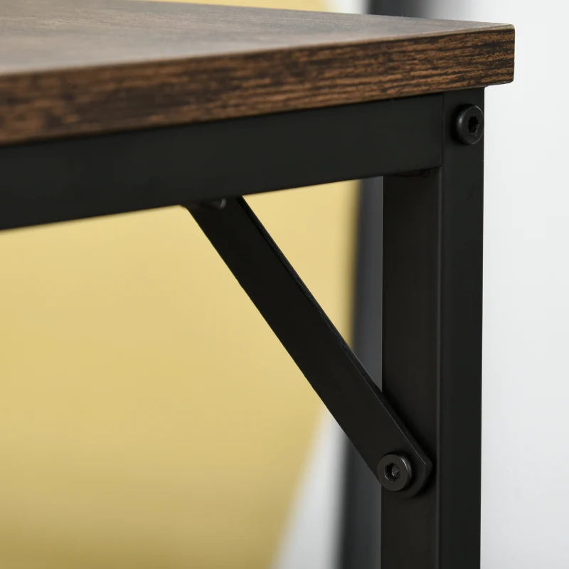 HOMCOM Ensemble table de bar industriel + 4 tabourets repose-pieds en bois couleur chêne cadre en métal noir