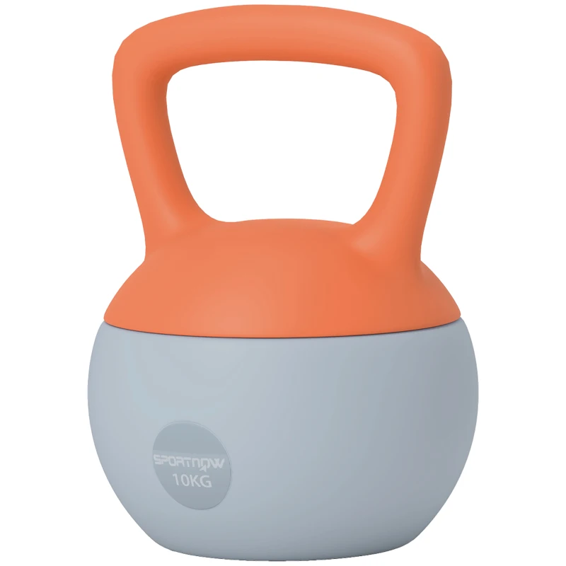 SPORTNOW 10KG Soft Kettlebell, Kettle Bell with Non-Slip Handle for Home Gym, Weight Lifting, Strength Training, Orange/Grey