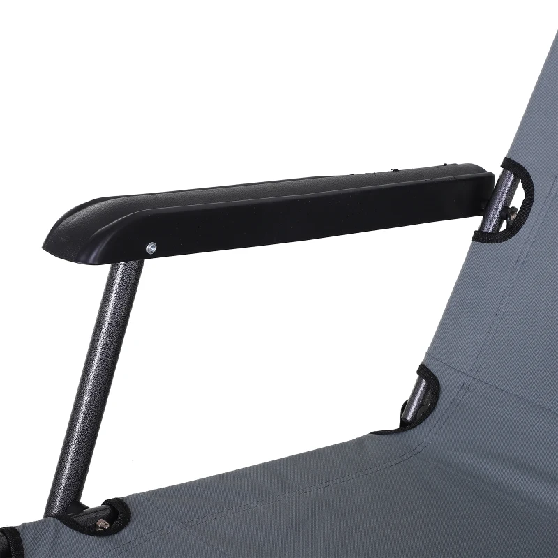 Outsunny Sonnenliege mit Kissen, Klappbare Strandliege, 2-Stufige Gartenliege , 2-in-1 Relaxliege, Metall + Oxfordstoff, Grau 118 x 60 x 80 cm