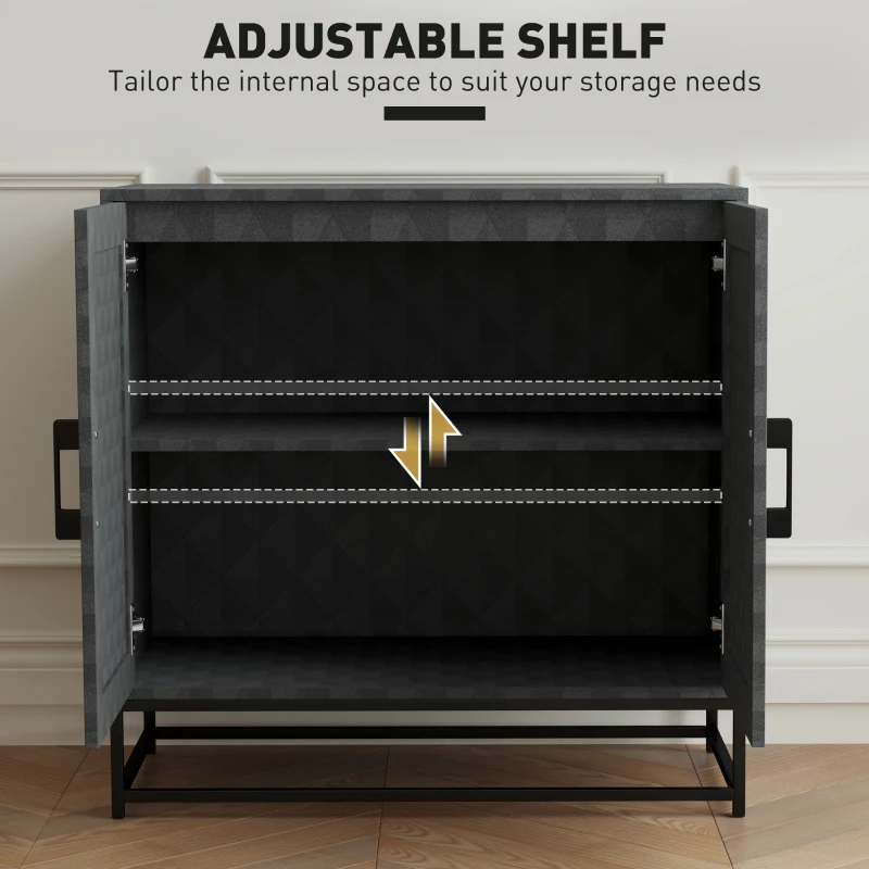 HOMCOM Modern Sideboard, Freestanding Sideboard Storage Cabinet with Adjustable Shelf and 2 Doors for Living Room, Black