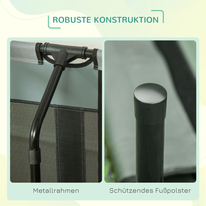 PawHut Erhöhtes Hundebett mit Baldachin, Haustierbett, Hundeliege outdoor mit Dach, Atmungsaktiv, Taftstoff für Camping Grau 122 x 92 x 108 cm