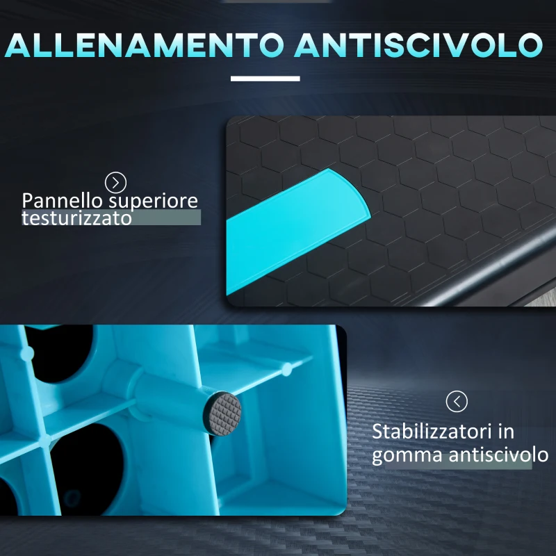 HOMCOM Step Fitness per Aerobica Regolabile su 3 Altezze 10-15-20 cm in Plastica, Nero e Blu