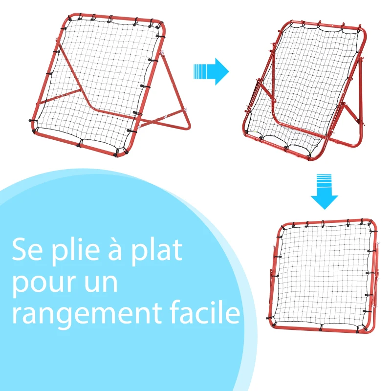 HOMCOM Filet de rebond en métal angle réglable et 20 cordes élastiques pour entraînement de football, tennis, handball 96x80x96