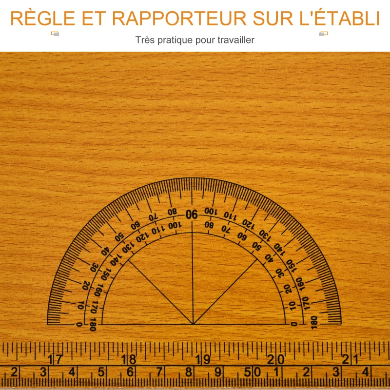 HOMCOM Établi atelier pliant table de travail pliable avec règle et rapporteur MDF table atelier 100 x 60 x 75,5 cm  jaune noir