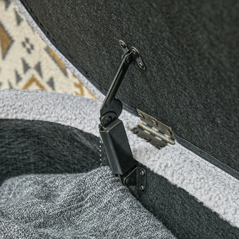 HOMCOM Bettbank, Stauraum, Teddy-Fleece, 116x41x40,5cm, Hellgrau