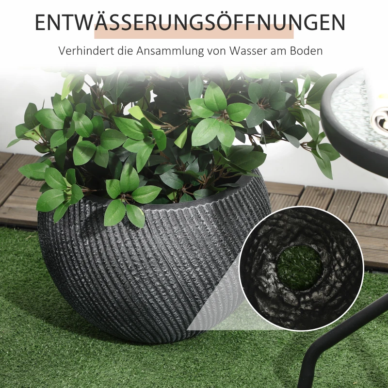 Outsunny 2er-Set Übertöpfe In-und Outdoor, wetterbeständig, modernes Design, 33 cm x 33 cm x 28 cm, Grau