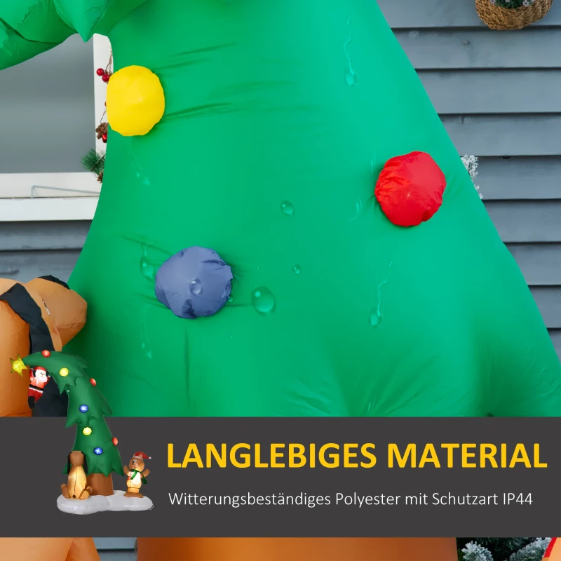 Outsunny Weihnachtsdeko, Tannenbaum, aufblasbar, groß, inkl. Gebläse, 193 cm x 93 cm x 223 cm, Mehrfarbig