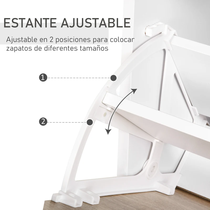HOMCOM Mueble Zapatero Armario Zapatero con 3 Cajones Estante de Vidrio y Asa de Aluminio para Pasillo 60x24x105,5 cm Natural