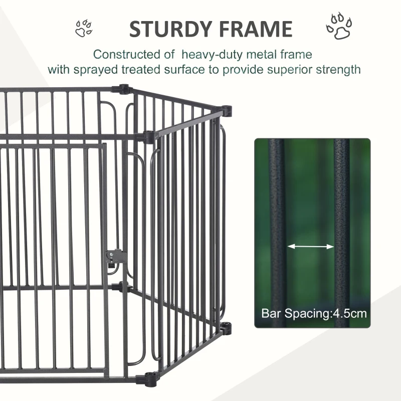 PawHut Dog Play Pen Puppy Pen Pet Playpen For Rabbit Guinea Pig Duck with Canopy Indoor Outdoor 119H x 122L x 105Wcm