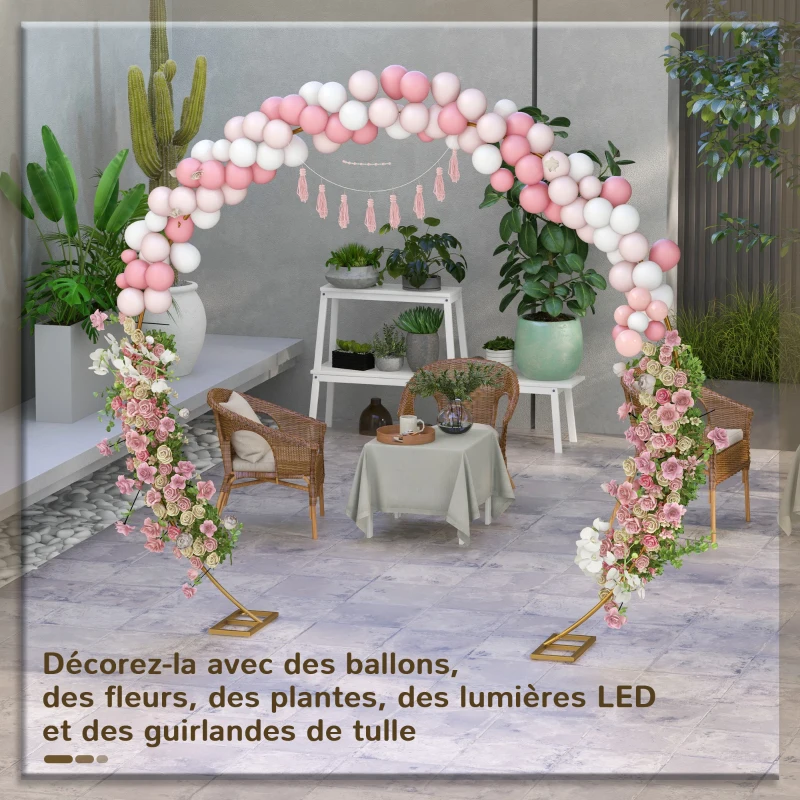 Outsunny Arche de jardin arche de plantes grimpantes pour mariage, anniversaire, cérémonie et banquet acier doré