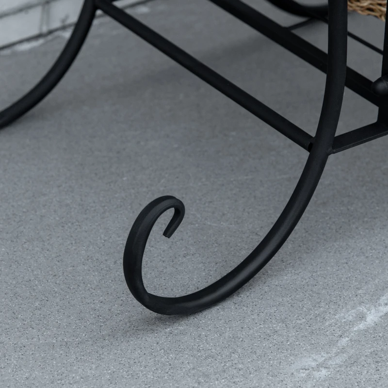 Outsunny Blumenständer Blumenregal aus Metall 4 Ebenen Pflanzenregal Blumentreppe Blumenständer für innen und außen Garten Balkon Schwarz 45 x 24,5 x 80 cm