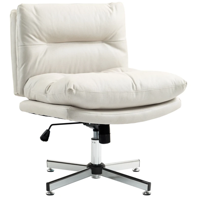 HOMCOM Silla de Oficina sin Brazos con Altura Ajustable Función de Basculante Base Cruzada y Asiento Amplio Gris Claro