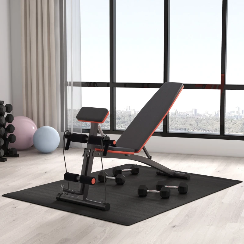 HOMCOM Foldable Weight Bench, Adjustable Strength Training Sit Up Ab Bench, Incline/Decline, Red
