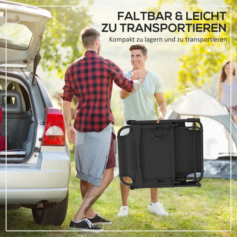 Outsunny Sonnenliege, 4-fach verstellbare Rückenlehne, klappbar, Magazinfach, Kopfkissen, Dunkelblau