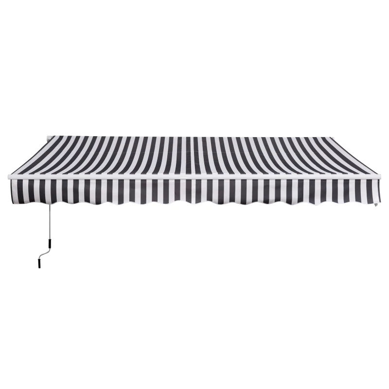 Outsunny 3.5M x 2.5M Garden Patio Manual Awning Canopy Sun Shade Shelter Retractable Gear Lever Winding Handle - Grey