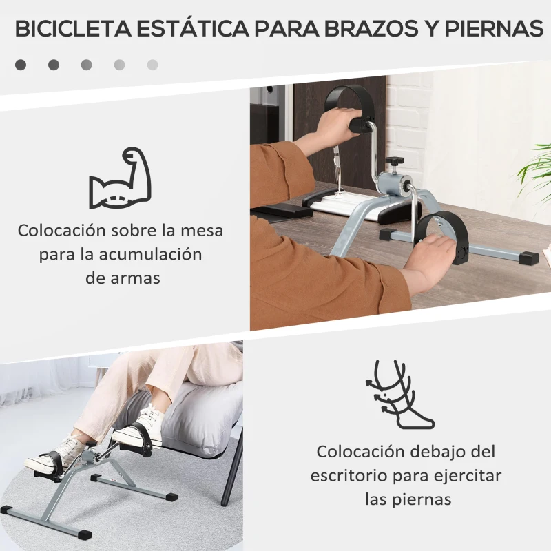 HOMCOM Mini Bicicleta Estática de Acero Aparato de Ejercicios 2 en 1 Brazos y Piernas Diseño Portátil para los Amantes del Fitness en Casa u Oficina 40x53x29cm