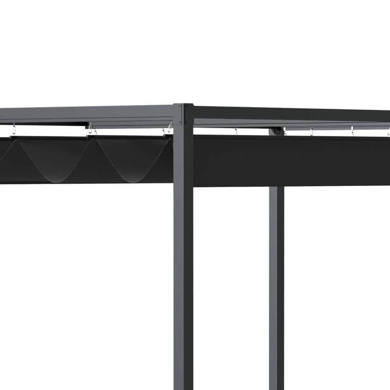 Outsunny Pergola ca. 3x2m Garten Pavillon Terrassendachung Metall Freistehender Gartenpavillon mit Verstellbares Dach, UV Schutz, Sonnenschutz für Terrasse und Garten, Schwarz+Grau