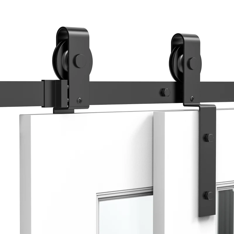 HOMCOM 200 cm Schiebetür Komplettset Schiebetürbeschlag, Schiebetür Laufschiene, Schiebetürsystem für Holzschiebetür