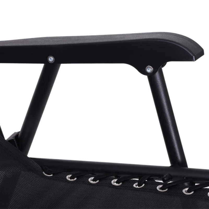 Outsunny Sedia a Dondolo da Giardino Ergonomica, Sdraio da Esterno Pieghevole con Tettuccio Rimovibile in Acciaio e Texteline 105 x 64 x 125cm, Nero