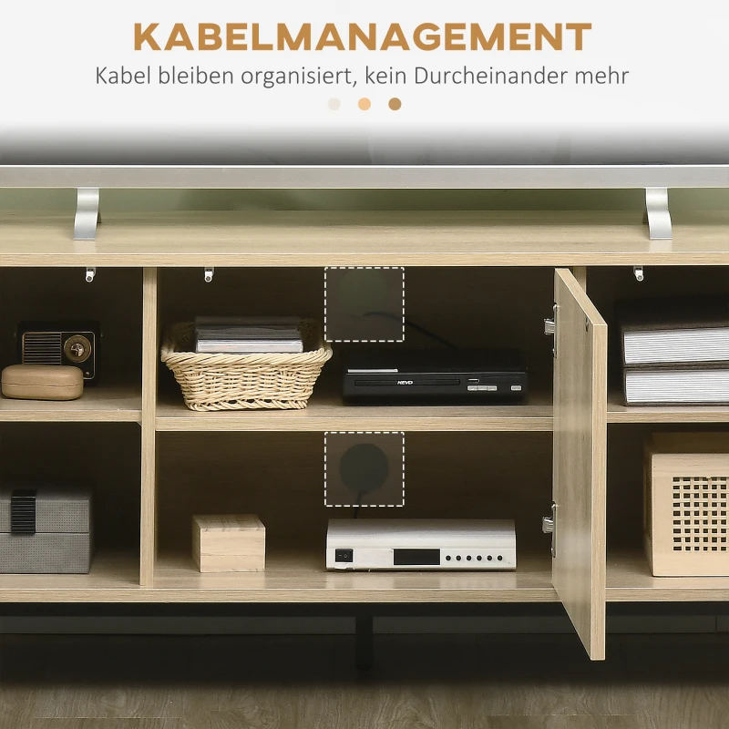HOMCOM TV-Bank im Skandi-Design, 3 Schrankfächer, versetzbare Einlegeböden, Kabelmanagement, 150 x 40 x 51 cm