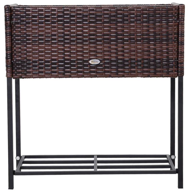 Outsunny Soporte para Jardinera Exterior para Huerto Urbano Mesa de Cultivo Jardinera Rectangular sin Fondo con Estante y Patas para Jardineras Macetas Tiestos 70x30x70 cm Marrón