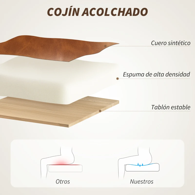 HOMCOM Silla de Escritorio Altura Ajustable con Función de Basculante y Respaldo de Ratán Sintético 60x55,5x82-90 cm Marrón