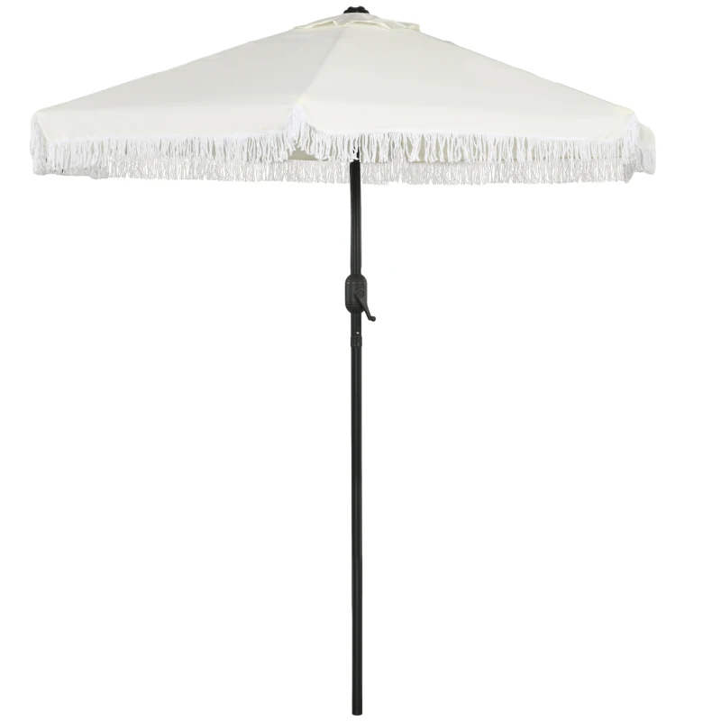 Outsunny Ombrellone da Giardino 2.3x2.2m Inclinabile con Palo Centrale e Manovella, Crema