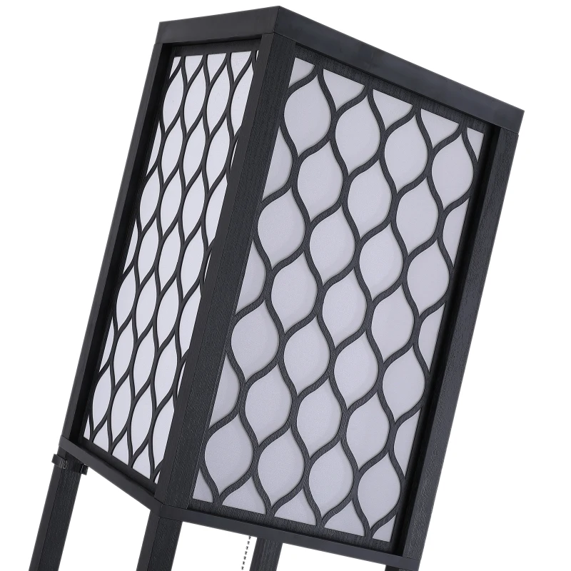 HOMCOM Estantería Librería Alta de 3 Niveles con Bombilla para Salón Dormitorio Estante de Exposición para Sala Adornos Estantería Moderna Blanco y Negro 26x26x160cm